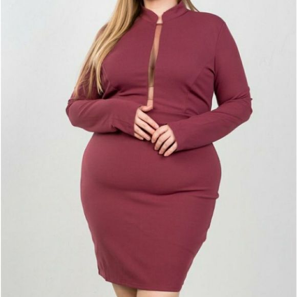 Red High Neck Mesh Mini Dress - Picture 2 of 4